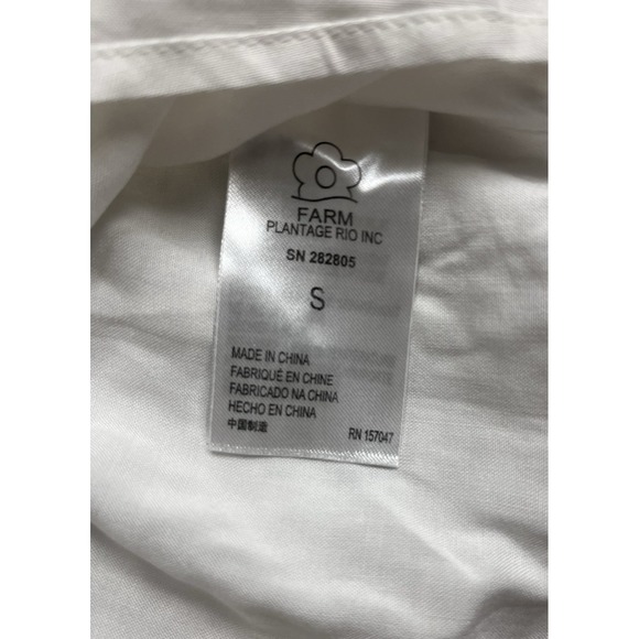 Farm Rio White 3D Flower Embroidered Tassel Mini Dress S Boho Resort Artisanal - Picture 13 of 16